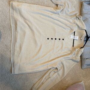 NEW LOFT Cream and Black Polka Dot Blouse